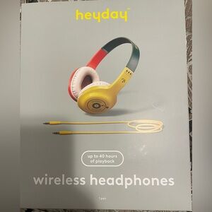 heyday Yellow and Red Over-Ear Wireless Headphones